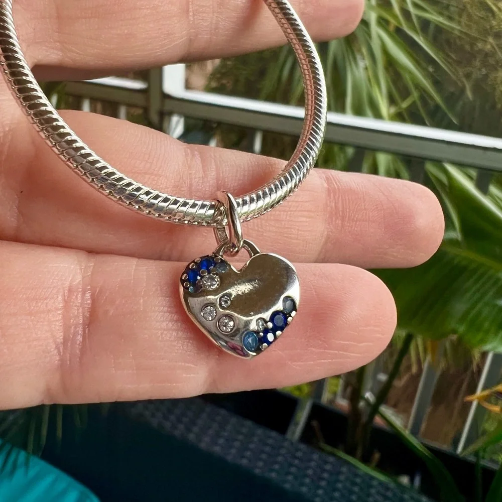 Heart Charm with Blue Accents